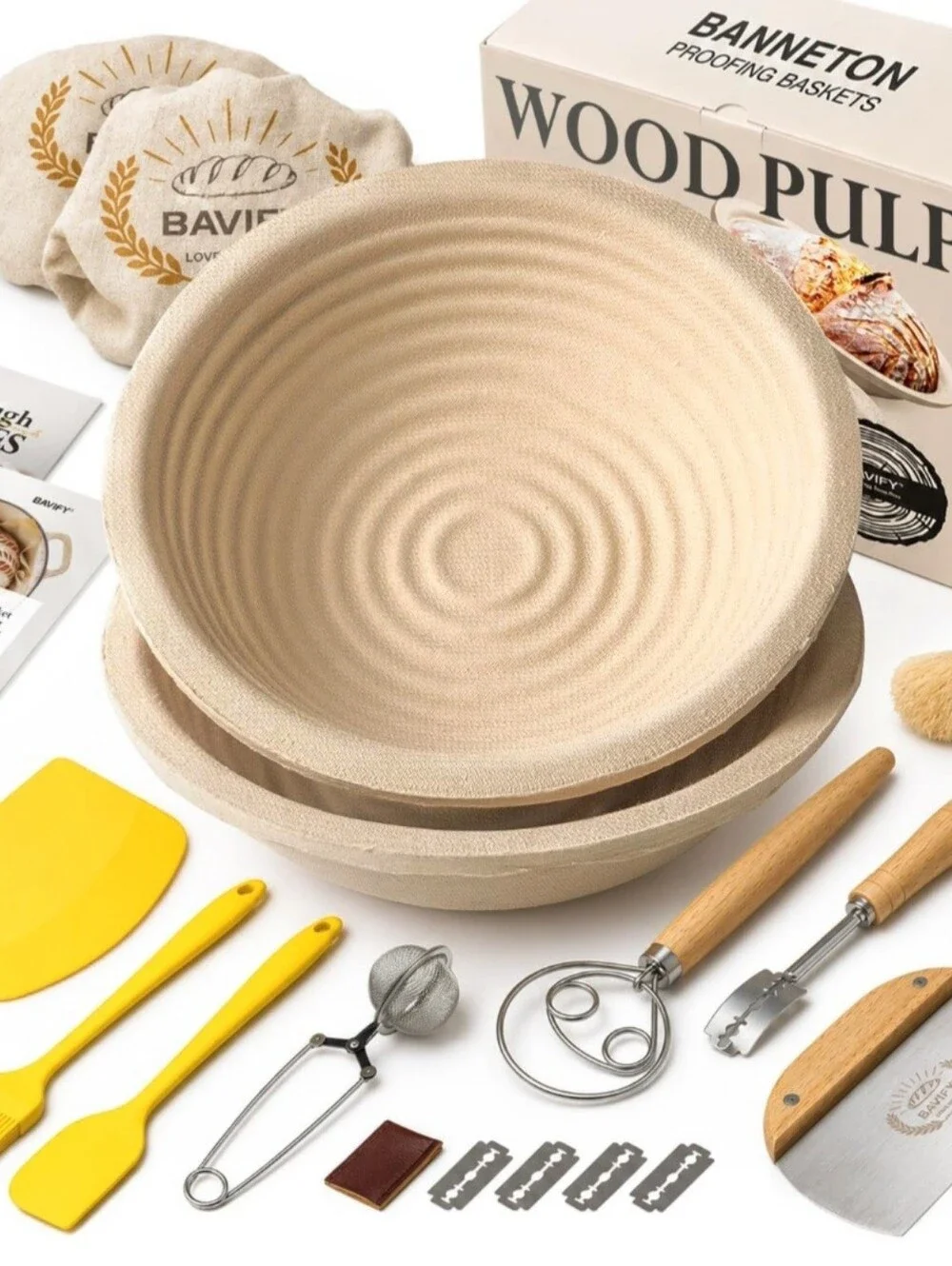 Natural Proofing Basket & Sourdough Tool Set - Beige